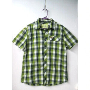 Mossy Oak Green Plaid Shirt Button Down Short Sleeve Casual Size Medium